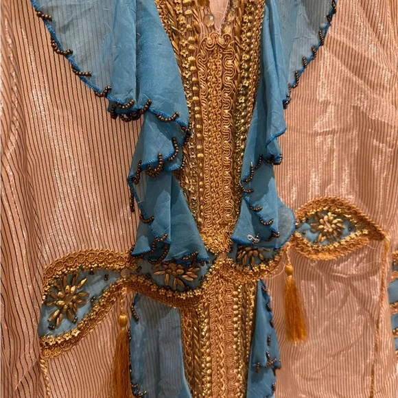 Elegant Beige and Teal Embellished Kaufttan - Picture 2 of 3